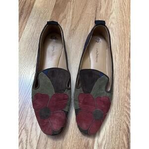Maliparmi Suede Leather Multicolor Floral Slip On Flats 39